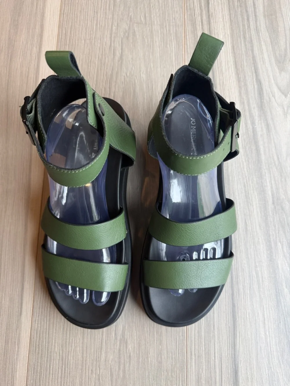 Jo Mercer Olive Green Leather Strappy Sandals
